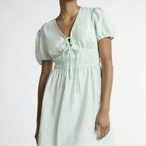 NWT, SZ M, Shirred Bodice Mini Dress, Ice Green